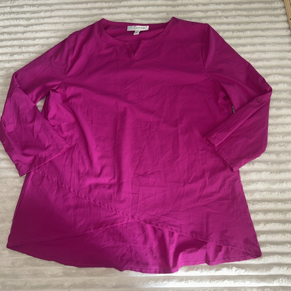 Coolibar Santa Barbara Tunic Top Size M Pink Magenta  UPF 50 Roll Tab